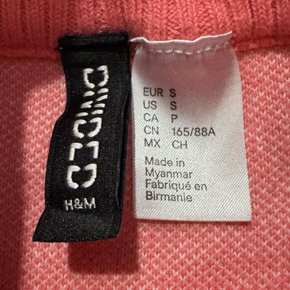 H&M Not Your Baby Cropped Sweater Pink Wmns Sz S Cotton Blend Pullover Mock Neck - Picture 4 of 9